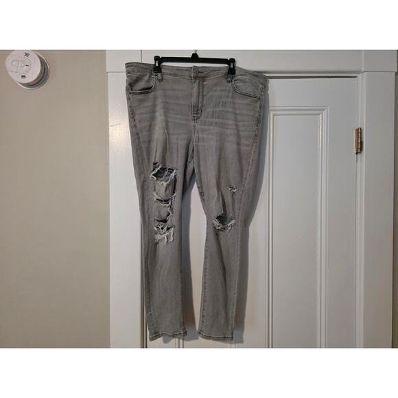 American Eagle Hi-Rise Jegging Womens Size 16 Short Gray Distressed Ripped - Picture 1 of 9